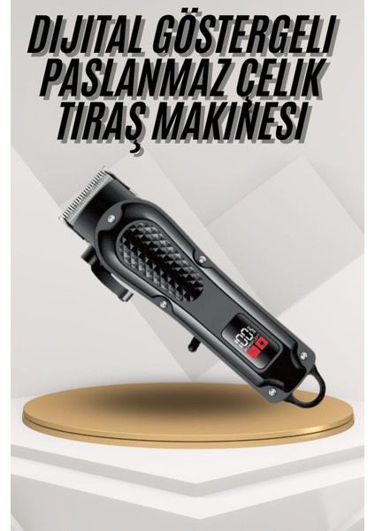 Dijital Profesyonel Kablosuz Saç Sakal Tıraş Makinası Sessiz Paslanmaz Çelik - M778R384-K43778