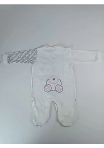 0-3 3-6 Ay Minik Tavşan Nakışlı Boydan Çıtçıt Kapamalı Kız Erkek Bebek Tulumu Ekru fırsatları