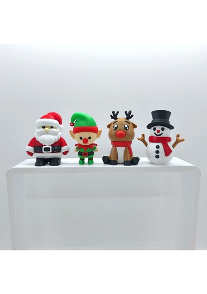 Yılbaşı 4’lü Premium Figür Seti – Noel Baba, Geyik, Elf ve Kardan Adam Dekoratif Koleksiyon Seti modelleri