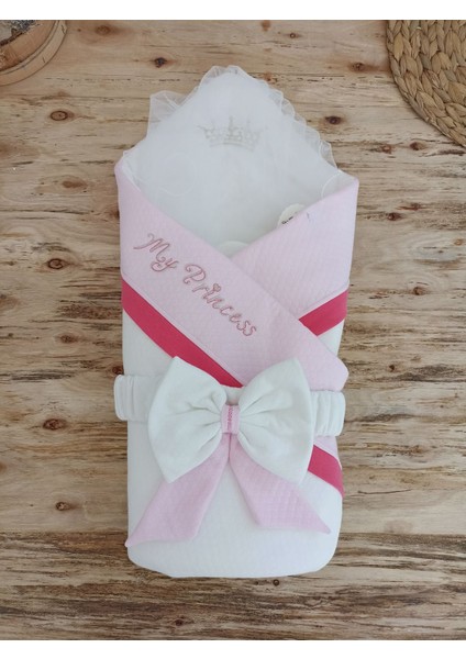 Yenidoğan Bal Peteği My Prince Taç Nakışlı Delüks Kundak Bebek Battaniyesi