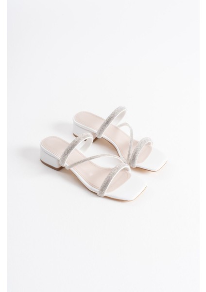 Tanya Beyaz Kadın Taşlı Terlik fiyatları