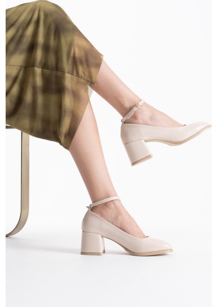 Sansa Bej Rugan Kadın Topuklu Ayakkabı