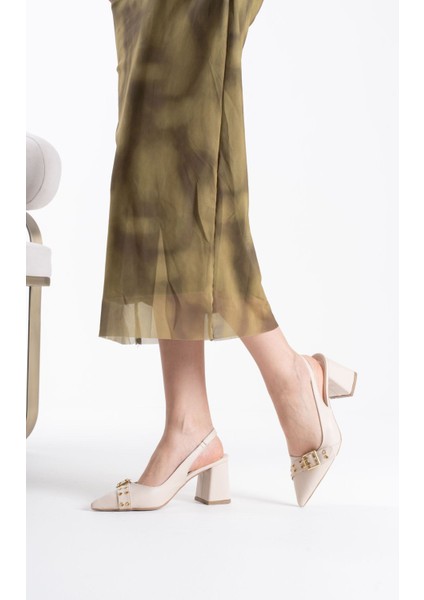 Keira Bej Cilt Kadın Topuklu Ayakkabı