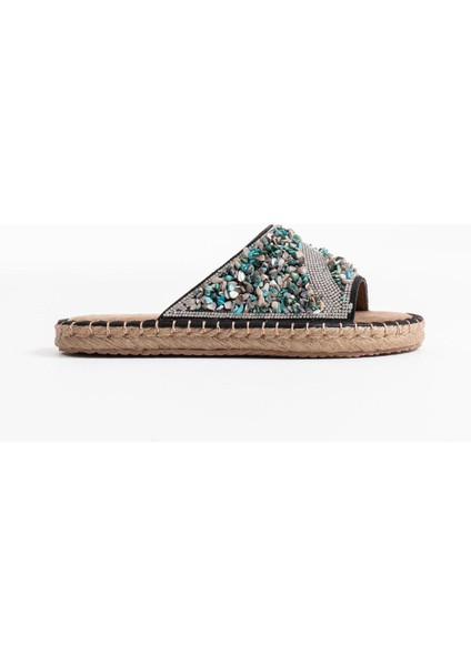 Dennis Kadın Siyah Taş Işlemeli Terlik