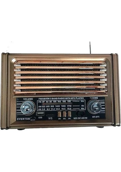 RT-871 Ahşap Görünümlü Nostaljik Radyo