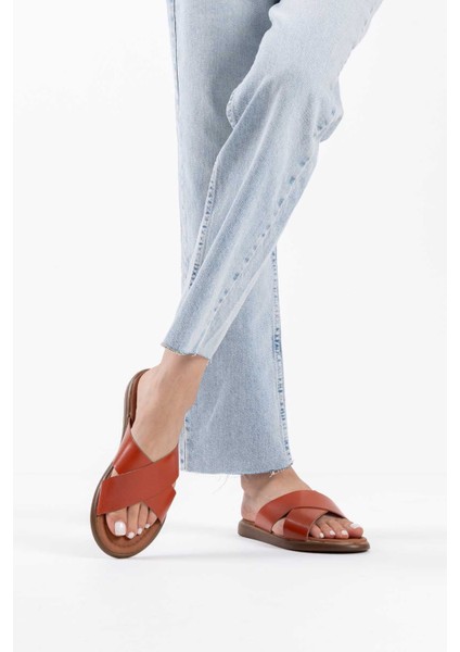 Weasley Kiremit Hakiki Deri Terlik modelleri