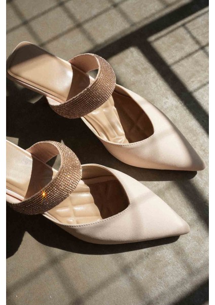 Nina Topuklu Bej Kadın Terlik