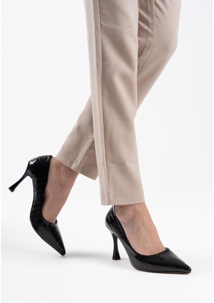 Harper Kadın Siyah Kroko Rugan Stiletto modelleri