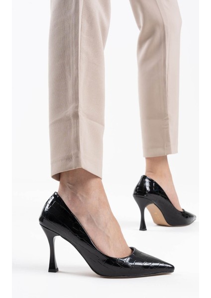 Harper Kadın Siyah Kroko Rugan Stiletto