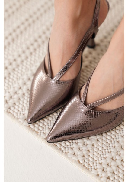 Violet Kadın Platin Topuklu Ayakkabı