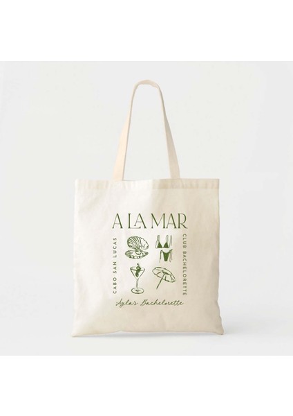 Sahil Plaj Tote Çantası: Bekarlığa Veda Partisi Için El Çizimi Tasarım fiyatları