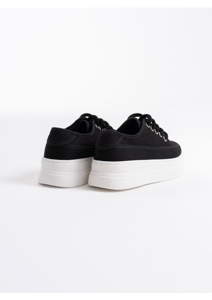 Glown Kadın Siyah Keten Spor Ayakkabı fırsatları