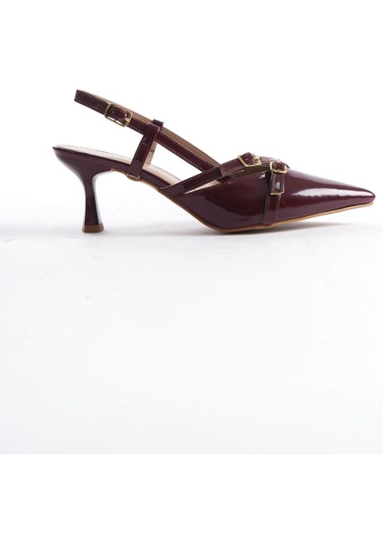 Perla Kadın Bordo Rugan Topuklu Ayakkabı