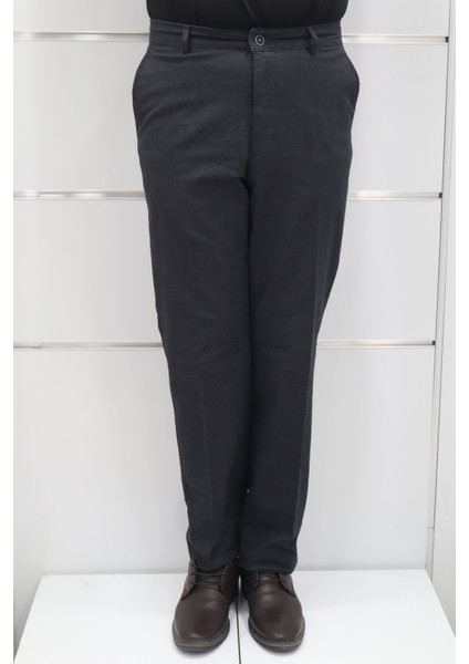 Fistan Store Erkek Düz Yüksek Bel Rahat Kalıp Yandan Cepli Boru Paça Büyük Beden Kışlık Keten Pantolon