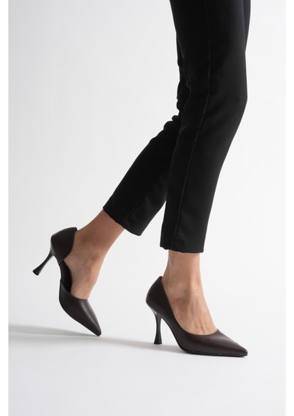 Angela Kadın Acı Kahve Cilt Topuklu Ayakkabı