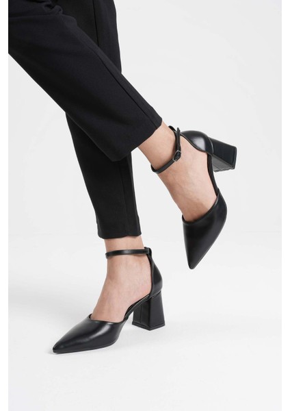 Doren Siyah Cilt Kadın Topuklu Ayakkabı modelleri
