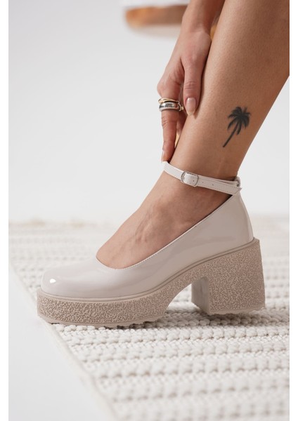 Marla Kadın Bej Rugan Bilekten Baretli Günlük Ayakkabı