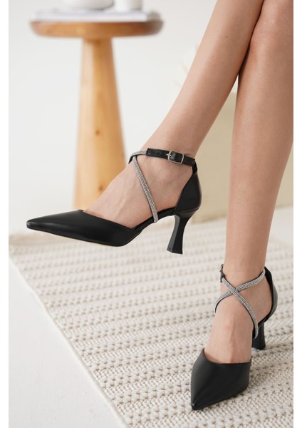 Fiona Taşlı Kadın Siyah Topuklu Ayakkabı modelleri