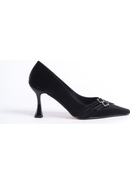 Maya Kadın Siyah Saten Topuklu Ayakkabı