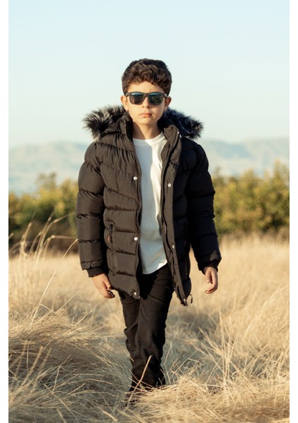 Çıkaralıbilen Kapüşonlu Içi Peluş Kürklü Şişme Çocuk Mont fiyatları