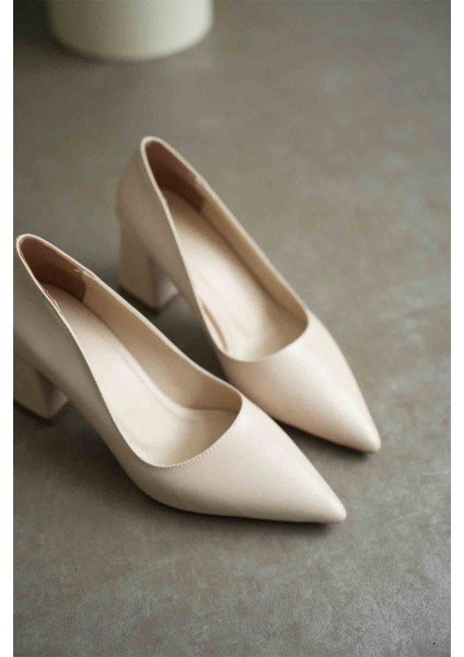 Valeria Bej Cilt Kadın Topuklu Ayakkabı