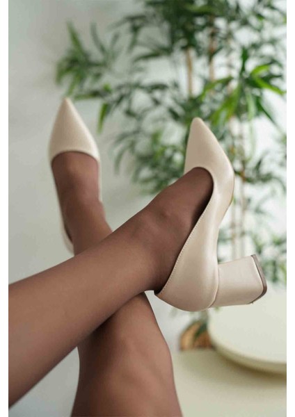 Valeria Bej Cilt Kadın Topuklu Ayakkabı