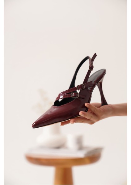 Lenora Kadın Bordo Rugan Topuklu Ayakkabı