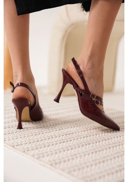 Lenora Kadın Bordo Rugan Topuklu Ayakkabı