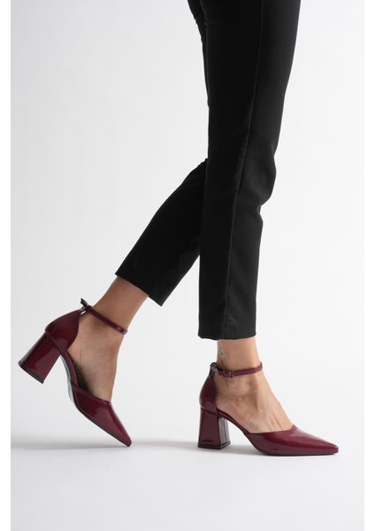 Doren Bordo Rugan Kadın Topuklu Ayakkabı