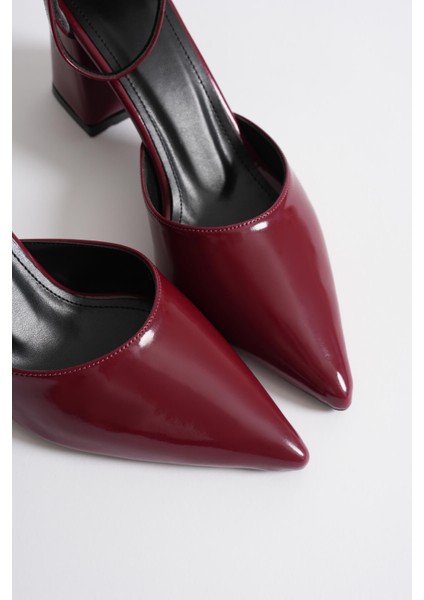 Doren Bordo Rugan Kadın Topuklu Ayakkabı