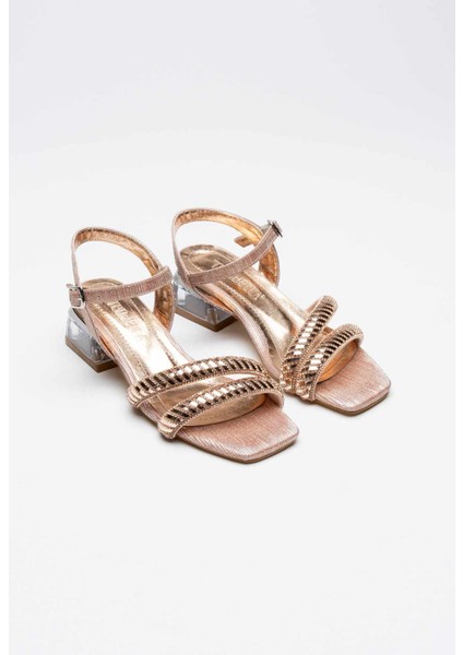 Rule Rose Gold Taşlı Kadın Topuklu Sandalet