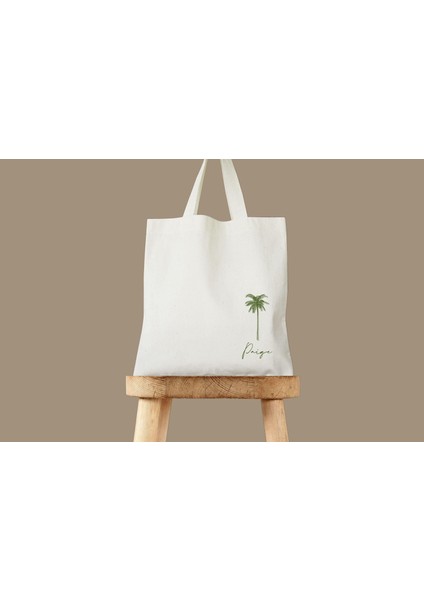 Düğün Tote Çantası, Palmiye Ağacı Desenli, Pamuklu Kanvas (Kişiselleştirilmiş) fiyatları