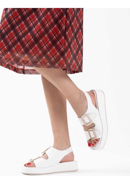 Shery Beyaz Cilt Sandalet