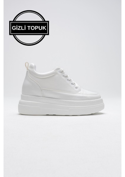 Lauren Kadın Gizli Topuk Mat Beyaz Spor Ayakkabı