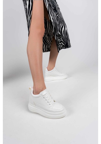 Lauren Kadın Gizli Topuk Mat Beyaz Spor Ayakkabı