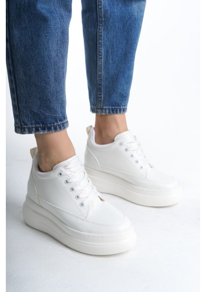 Lauren Kadın Gizli Topuk Mat Beyaz Spor Ayakkabı