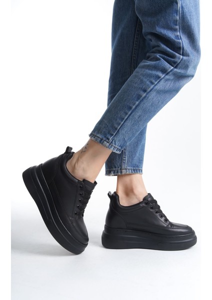 Lauren Kadın Gizli Topuk Mat Siyah Spor Ayakkabı