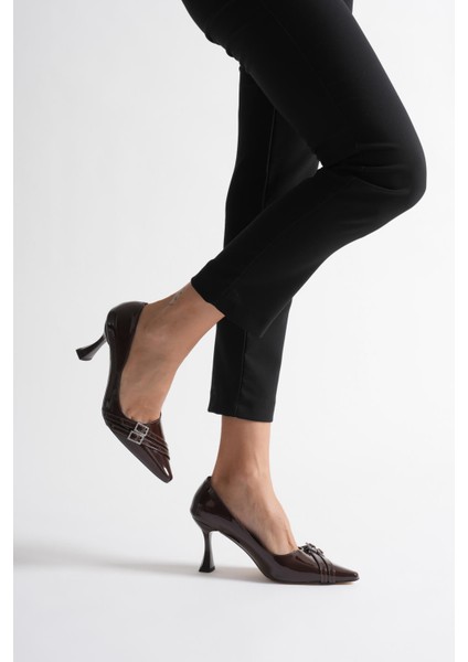 Maya Kadın Acı Kahve Rugan Ayakkabı