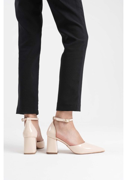 Doren Bej Rugan Kadın Topuklu Ayakkabı