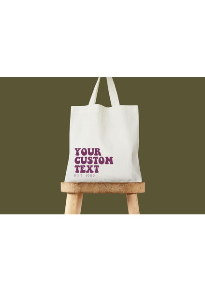 Kişiselleştirilmiş Tote Çanta: Retro Kabarcık Harfler - Pamuk Veya Kanvas fiyatları