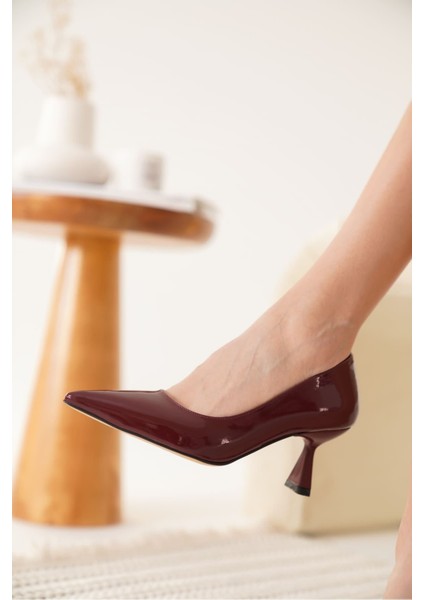 Seraphine Kadın Bordo Rugan Topuklu Ayakkabı