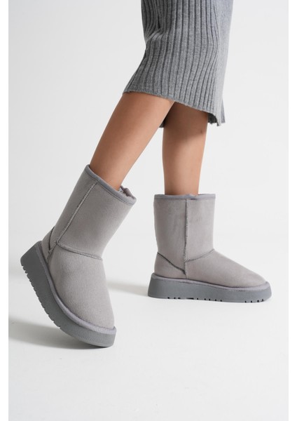 Anisa Kadın Gri Kışlık Kürklü Bot fiyatları