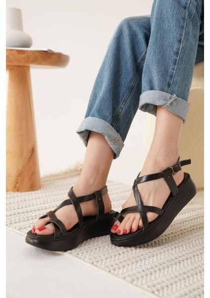 Legia Siyah Hakiki Deri Sandalet indirimleri