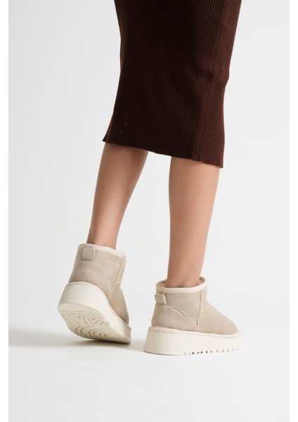 Alina Kadın Bej Kışlık Kürklü Bot