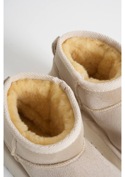 Alina Kadın Bej Kışlık Kürklü Bot