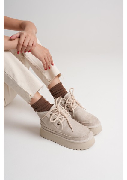 Elena Kadın Bej Kışlık Içi Kürklü Kalın Taban Bot fiyatları