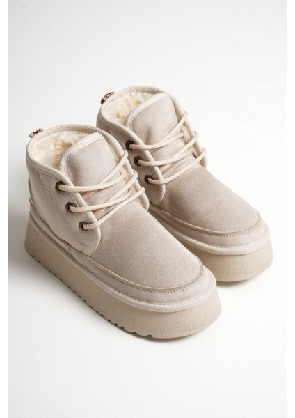 Elena Kadın Bej Kışlık Içi Kürklü Kalın Taban Bot modelleri