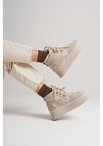 Elena Kadın Bej Kışlık Içi Kürklü Kalın Taban Bot fırsatları