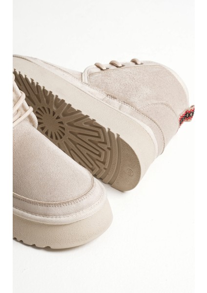 Elena Kadın Bej Kışlık Içi Kürklü Kalın Taban Bot