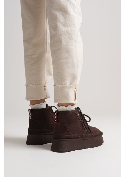 Elena Kadın Acı Kahve Kışlık Içi Kürklü Kalın Taban Bot